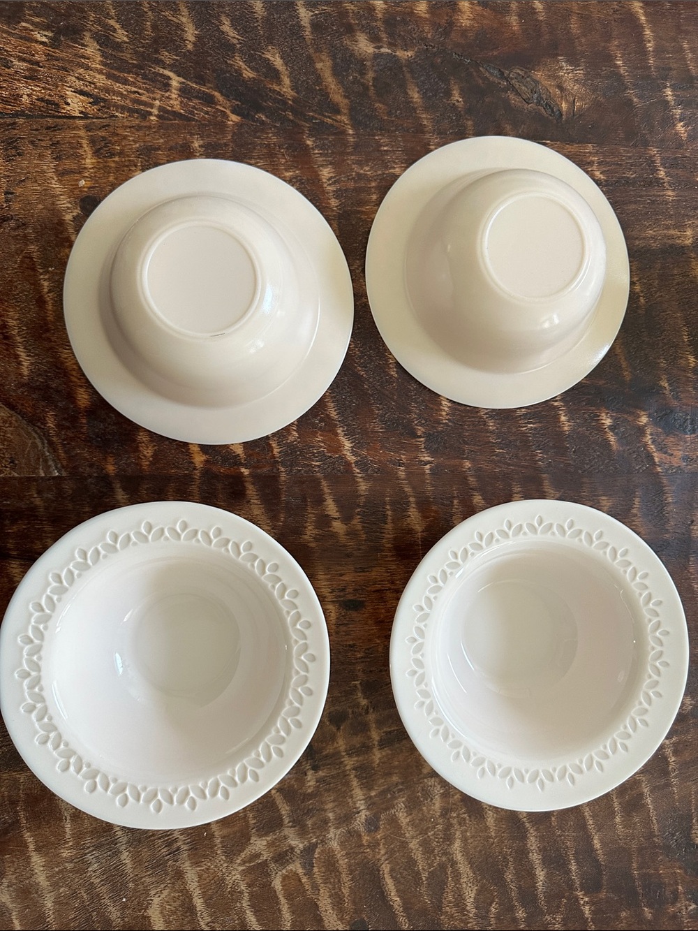 Pinkish~Cream Decorative Rim Stoneware Bowls - Set of 4